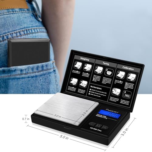Fuzion Digital Pocket Gram Scale 0.01g x 500g - Small Food Scale with Tray