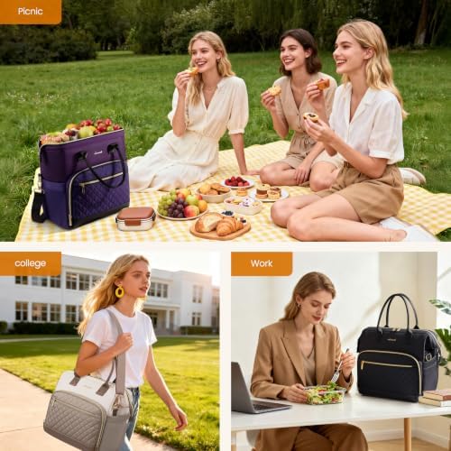 LOVEVOOK Lunch Bag Women, Insulated Lunch Box for Women with Cup Holder