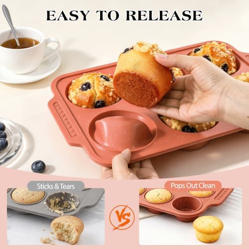 Silicone Muffin Pans for Baking with Metal Reinforced Frame