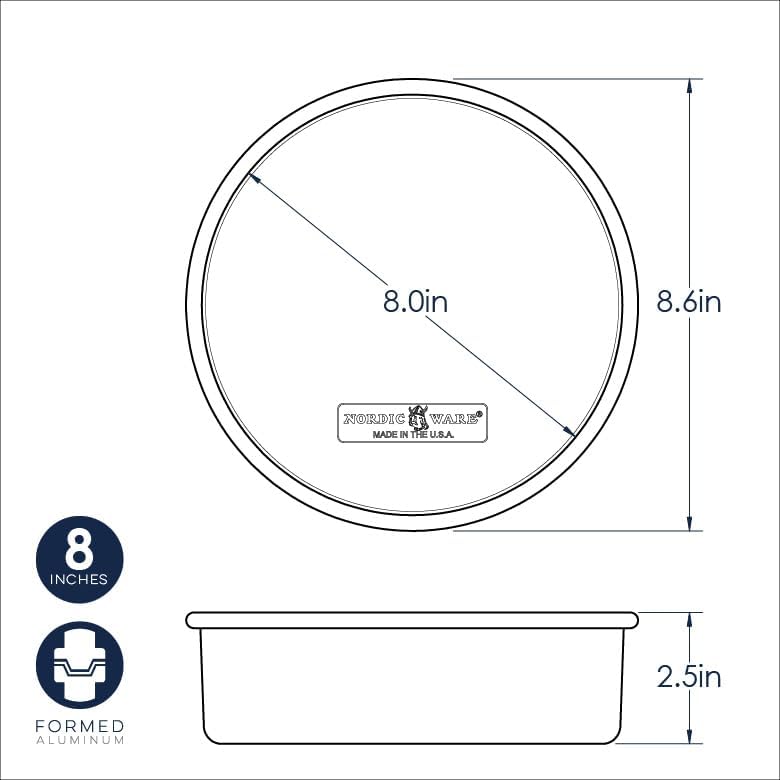 Nordic Ware Naturals 8 Inch Round Cake Pan, 2 Pack