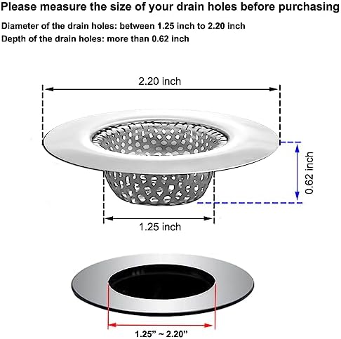 Seatery 1.25" Small Drain Strainer, Sink Drain Hair Catcher, Bathroom Sink Strainer, 2PCS Drain Mesh Baskets for Laundry, Mop Pool, Utility, Slop, RV Sink, Stainless Steel Drain Filter