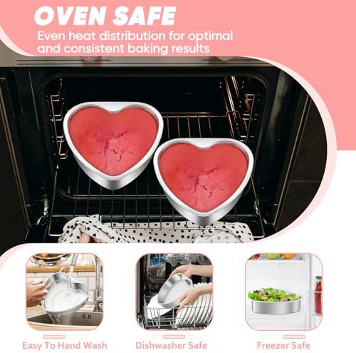 TeamFar Heart Cake Pan Set of 3, 8 Inch Stainless Steel Cake Pans