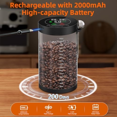 Electric Vacuum Coffee Canister, 2.0L Glass Airtight Food Storage Container