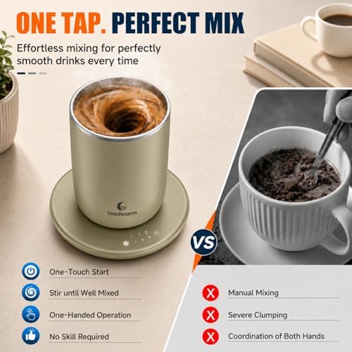 Self Heated Stirring Coffee Mug, 10oz Auto Mixing Cup with Warmer, Green