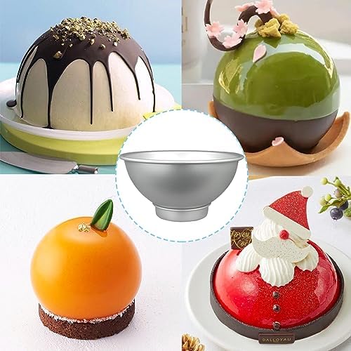 2 Pcs Cake Sphere Pan 6.5 Inche 3D Half Sports Ball Cake Pan Anodized Aluminum Hemisphere for Birthday Create Any Ball Shaped Cake DIY