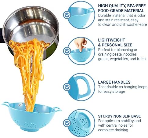Meadow Lane 6-Inch Small Colander, 3-Cup Food Strainer, Light Blue