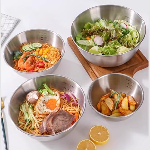 4 Pack Stainless Steel Mixing Bowl Set, Microwave and Dishwasher Safe,Ideal for Baking, Prepping, Cooking and Serving Food