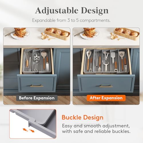 Lifewit Utensil Organizer for Kitchen Drawers, Expandable Utensil Tray