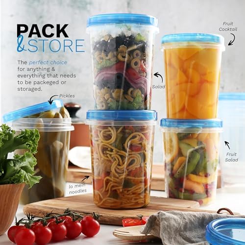 Tafura Freezer Containers, 6 Pack, 32 Oz, Leakproof BPA-Free Lids