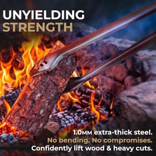 25-Inch Heavy Duty Metal Grill Tongs for Outdoor Grill & Log Fire