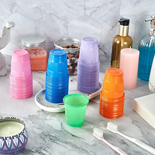 Lilymicky 500 Pack 3 oz Plastic Cups in 5 colors, Great for Bathroom Cups