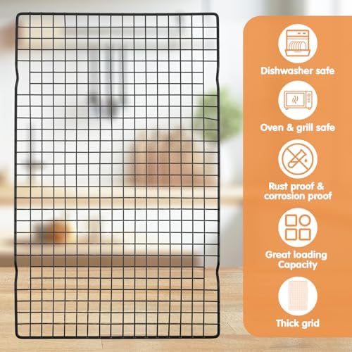 7PCS Carbon Steel Cooling Racks 16"x10", Heavy Duty Wire Baking Rack for Cooking, Roasting, Grilling and Drying, Oven Safe Nonstick Cookie Rack, Fits Half Sheet Pan, Dishwasher Safe