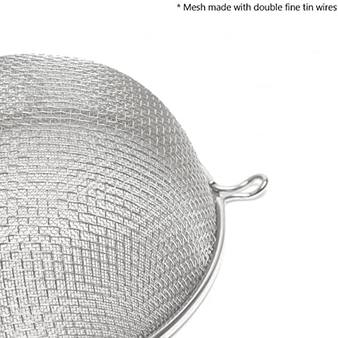 TrueCraftware- 6-Inch Double Fine Tin Mesh Strainer 6-3/4" Handle Length Wooden Handle- Kitchen Utensil Food Strainer Skimmer Spoon for Cooking Sieve Sifters Rice Quinoa Pasta Fruits Vegetable