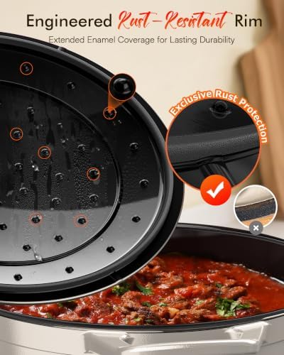 Nuwave 6 Qt PFAS-Free Enameled Cast Iron Dutch Oven Pot with Lid, Chiffon