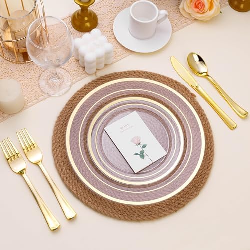 BESTSTAR 100PCS Clear Plastic Plates for Party