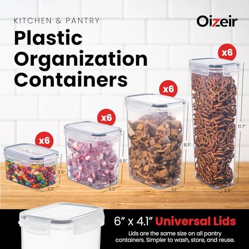 Oizeir Airtight Food Storage Containers with Lids 24-Pack, Pantry Kitchen
