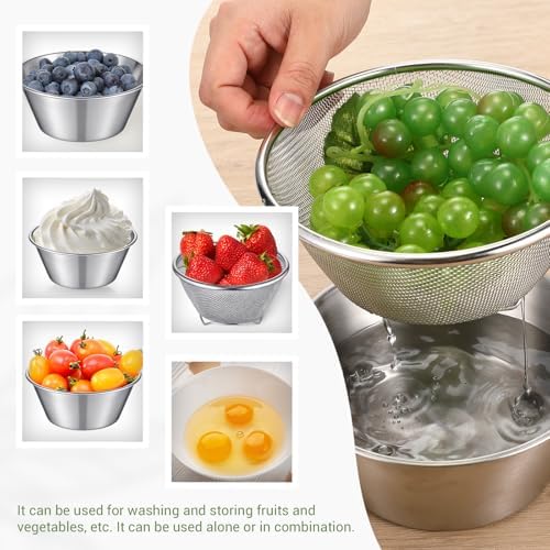 Baderke Mini Colander Strainer, 6.3 x 2.76 in, 5.51 x 2.36 in, Round, 4 Pcs