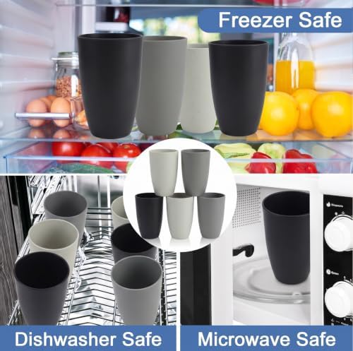 Unbreakable Water Cup, 20 OZ Plastic Glasses Drinking (BlackGrey)