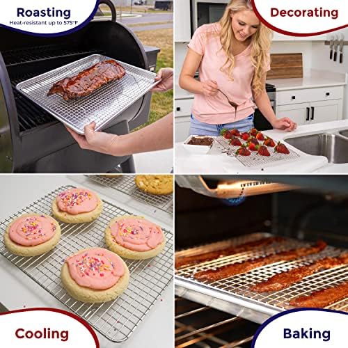 KITCHENATICS Half Sheet Cooling Rack Stainless Steel Oven Safe Set of 2