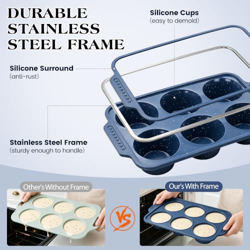 Silicone Muffin Pans for Baking with Metal Reinforced Frame