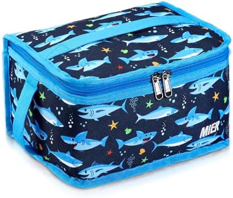 MIER 9-Can Mini Lunchbox Cooler Small Lunch Box Bag for Kids, Blue Fish