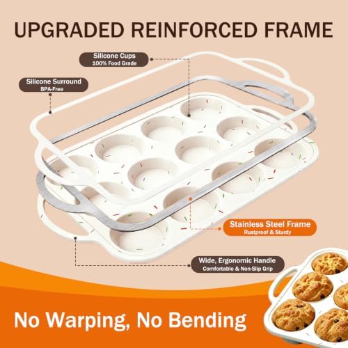 Silicone Muffin Pans for Baking, 12-Cup Nonstick Cupcake Pan