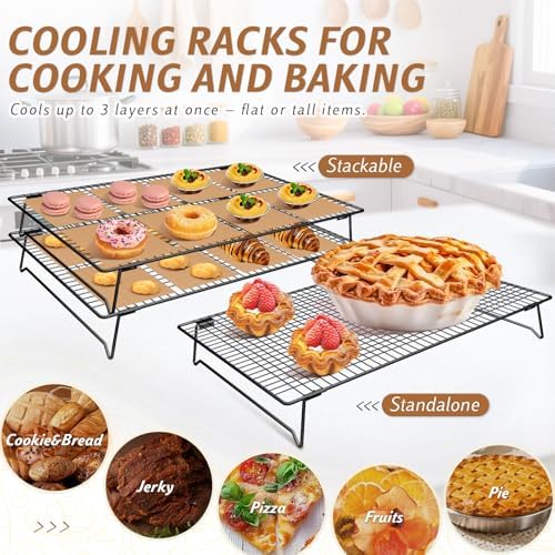 Cooling Racks for Cooking and Baking, 3-Tier 17" x 11" Stackable