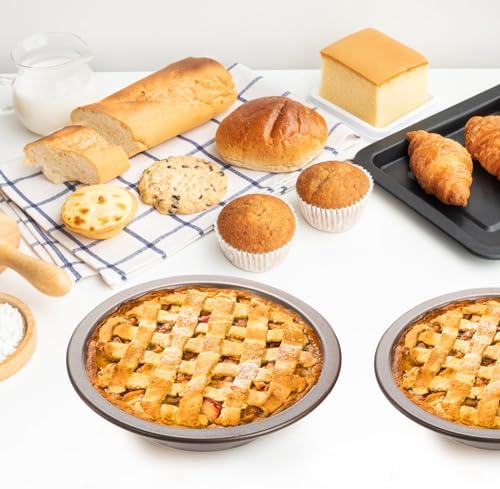 8 Pack Mini Pie Pan Set, 5 Inch Reusable Nonstick Individual Dish Pies Plate Carbon Steel Pie Tins Small Round Metal Bakeware for Baking Pot Pies, Cakes, Quiches, Tarts, Desserts, Christmas