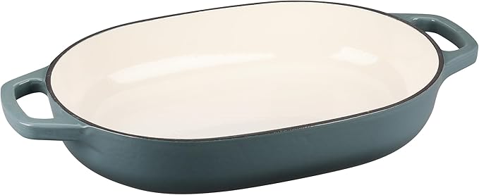 Enameled Cast Iron Oval Dutch Oven Pot with Lid, Dutch Oven for Sourdough Bread Baking, Bread Oven, Bread Dutch Oven, Oval Bread Pan, 7qt, Slateblue