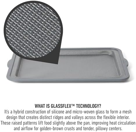 Calphalon Omni 12 x 9-Inch Cookie Sheet with GlassFlex Technology, Flexible Silicone & Micro-Woven Glass Core for Ultra Airflow & Crisp Baking