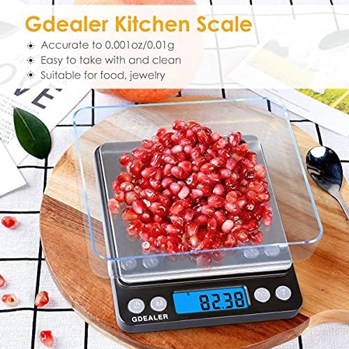 GDEALER Digital Pocket Kitchen Scale 0.001oz/0.01g 500g Kitchen Food Scale Jewelry Weight Compact Scale, Tare, Stainless Steel, Backlit Display, Black