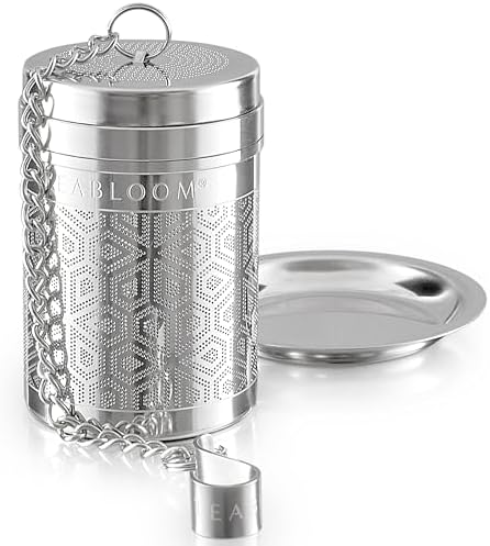Teabloom Elegant Stainless Steel Loose Leaf Tea Infuser – Tea Connoisseur's Choice for White, Green, Oolong, Black, and Herbal Teas – Geometric Blossom Design – Small Size