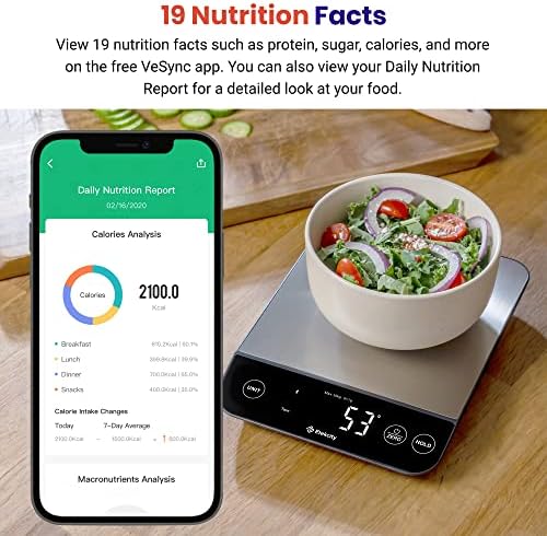 Etekcity 22lb Food Nutrition Scale, Smart Calorie Calculator, Waterproof