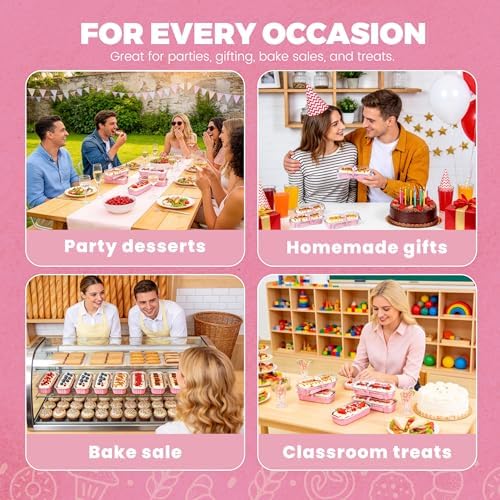 NPLUX Halloween Baking Tins with Lids, 6.8oz 200 Pack Pink for Home Bakers