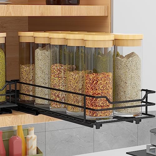 BOIVSHI Pull Out Spice Rack Organizer for Cabinet, Heavy Duty Slide Out Spice Rack Organizer for Kitchen Cabinets and Pantry, Fits Spices, Sauces, Canned Food (4.5''Wx10.5''Dx2.5''H)