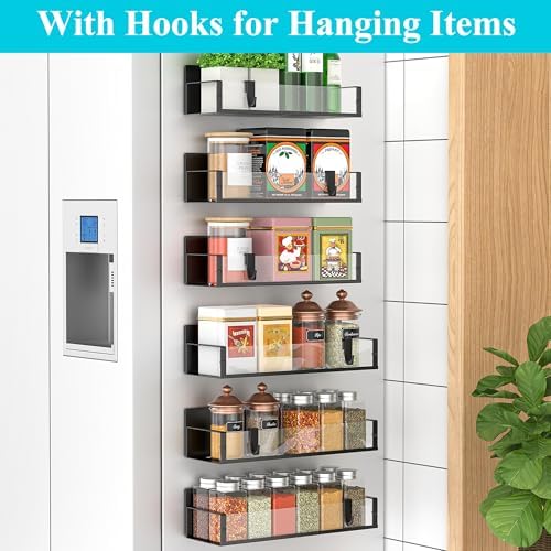 HuggieGems Metal Magnetic Spice Rack for Refrigerator Clear, 6 Pack