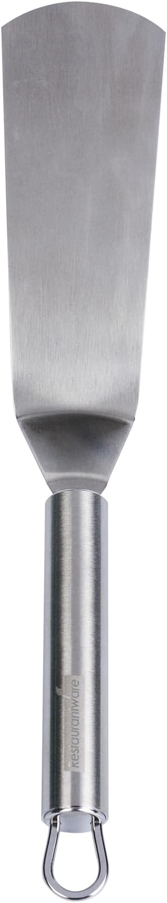 Restaurantware 11" Stainless Steel Turner - German Standard Kitchen Spatula with Ergonomic Handle, Heat-Resistant - Heavy-Duty Steel Spatula for Flipping Burgers, Eggs, Meat