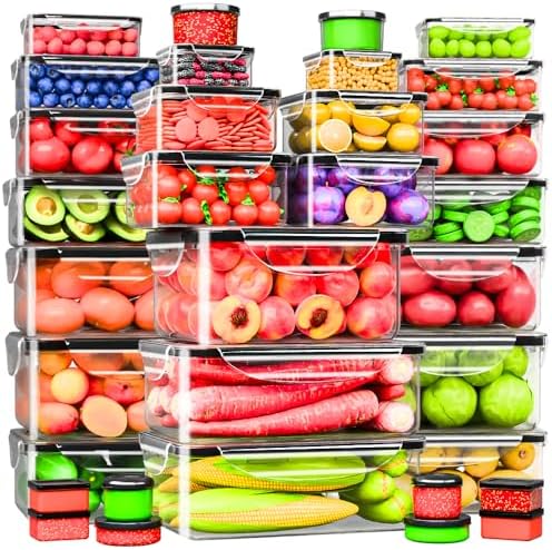 RockBerry 66 Pcs Food Storage Containers with Lids Airtight, Total 19075ML