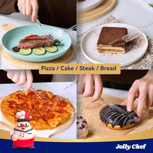 JOLLY CHEF Clear Plastic Knives 7.7 Inch 300 Count Disposable Heavy Duty