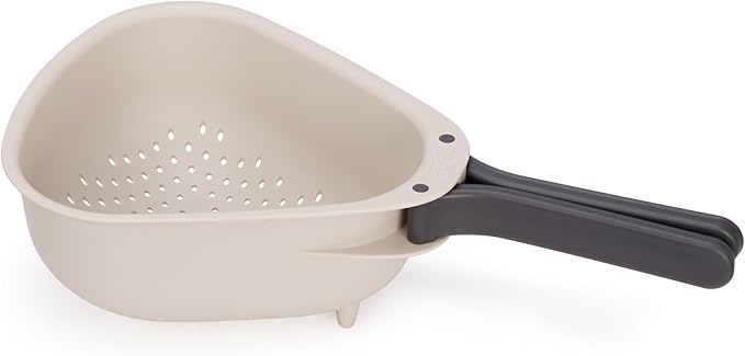 Joseph Joseph Droplet Compact Colander with Folding Handles, Space-Saving Design, Easy-Pour Corners, for Draining Vegetables, Pasta, Fruits