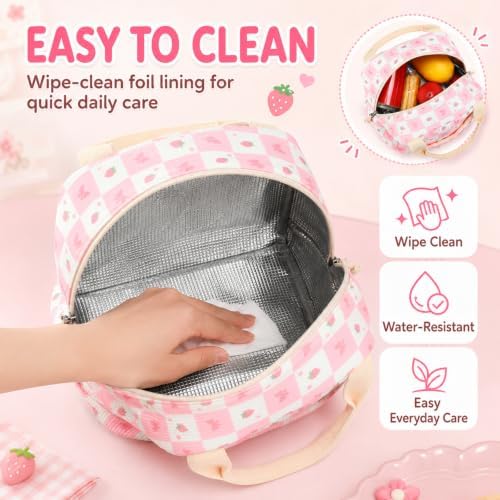 Bluboon Lunch Bag for Women Cute Corduroy Lunch Tote Bags with Shoulder Strap Reusable Insulated Lunch Box Large Capacity Reusable Insulated Cooler for Work Picnic or Travel