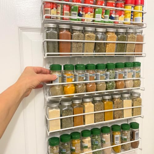 Evelots Over the Door Spice Rack Organizer, 6-Tier, Holds 54 Spices, White