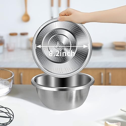 Gulex Colander Stainless Steel 4-quart with Bowls,Strainer for Kitchen(2PC)
