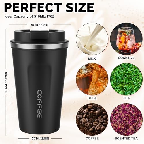 MOMSIV 17oz Travel Coffee Mug, Insulated Coffee Cup with Leakproof Lid
