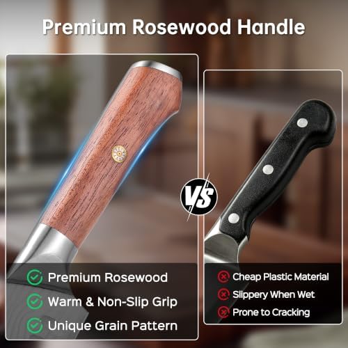 YOTSUBA 5 PCS Japanese Kitchen Knife Set with Ergonomic Rosewood Handle