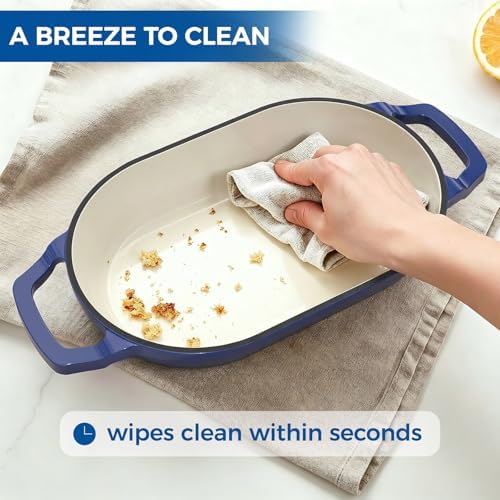 Wildone Enameled Cast Iron Dutch Oven Pot with Lid, Oval Bread Oven
