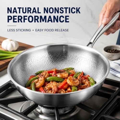 Toutrop Titanium Hammered Pan Pro with Lid, Durable Scratch-Resistant Titanium Frying Pans for Cooking Non Stick, Even Heating for Cooking, Nutritious Pan for Cooking