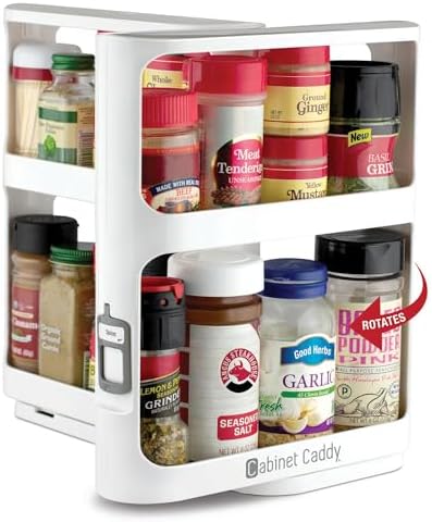 Cabinet Caddy Spice Rack Organizer for Cabinet, Pull & Rotate, 2-Tier