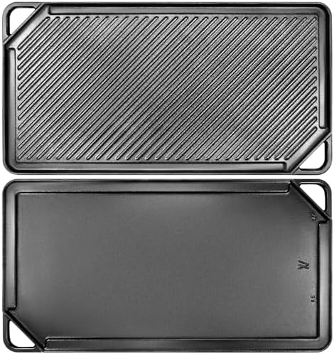 GGC Reversible Cast Iron Griddle, 20 x 10 Rectangular Griddle Pan