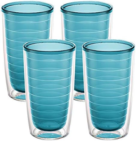Tervis Clear & Colorful Tabletop Made in USA Double Walled Insulated Tumbler Travel Cup Keeps Drinks Cold & Hot, 16oz - 4pk, Blue Moon